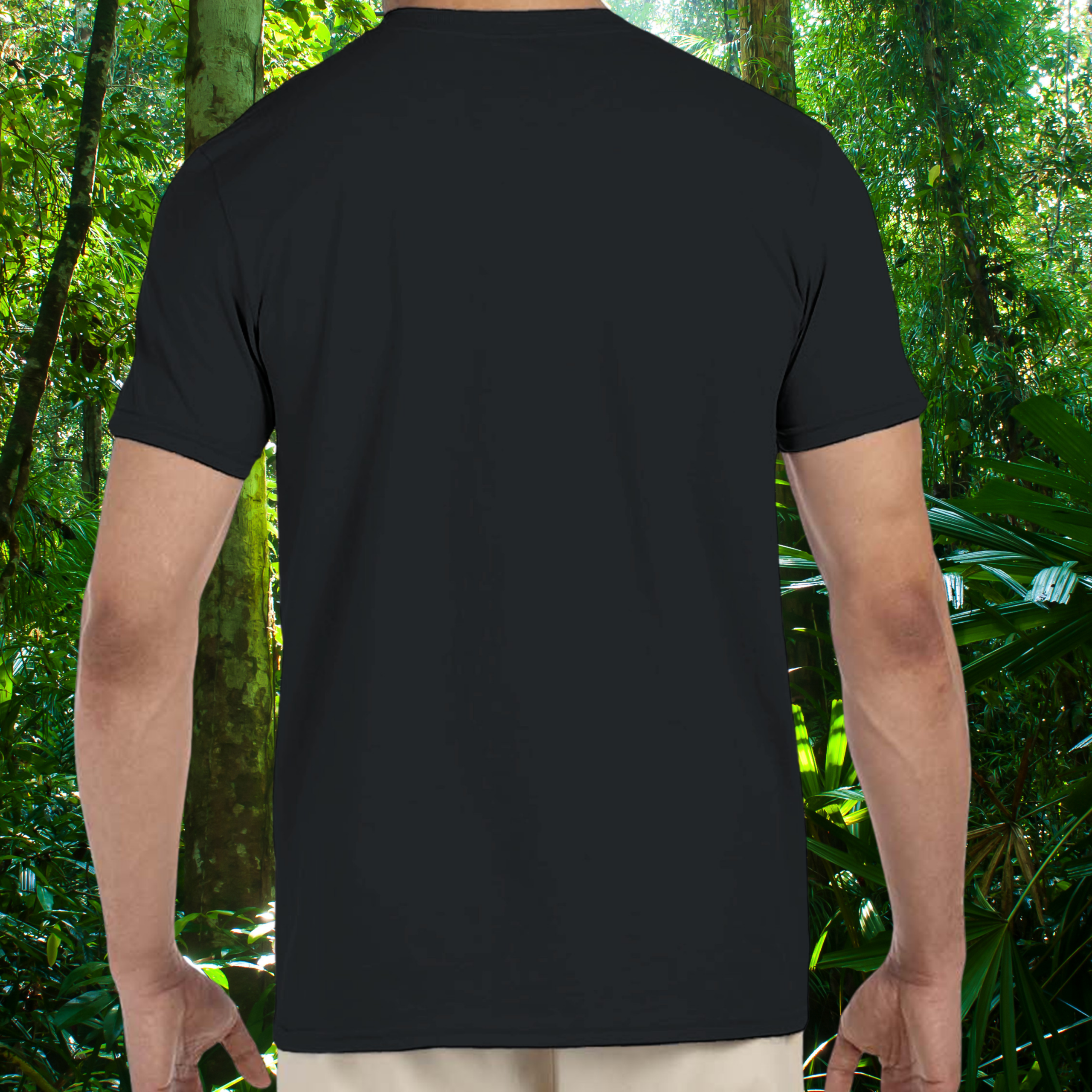 Back view of the black Blue Tongue Skink shirt from the Keeper Collection