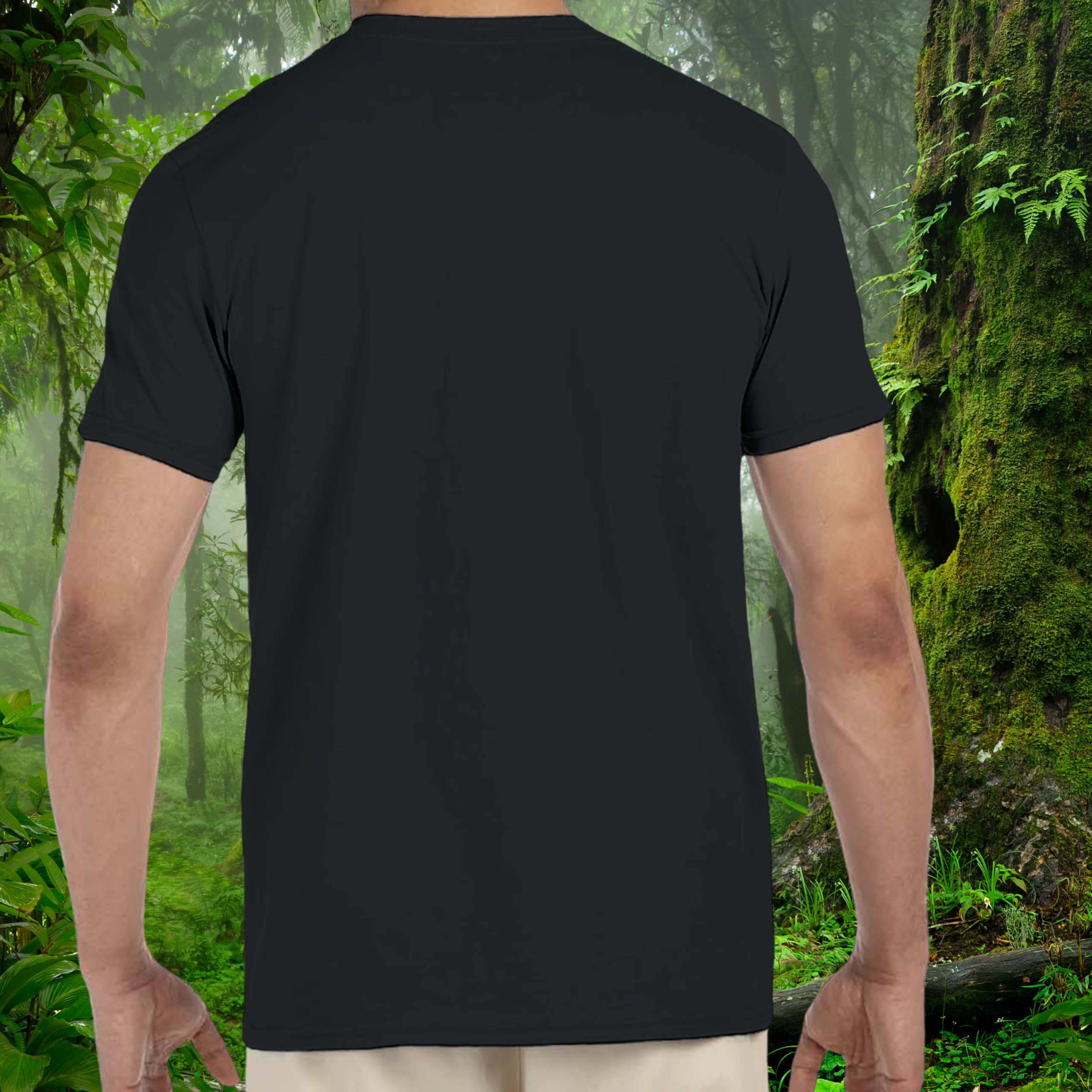 Back view of the black Green Tree Python shirt from the Keeper Collection