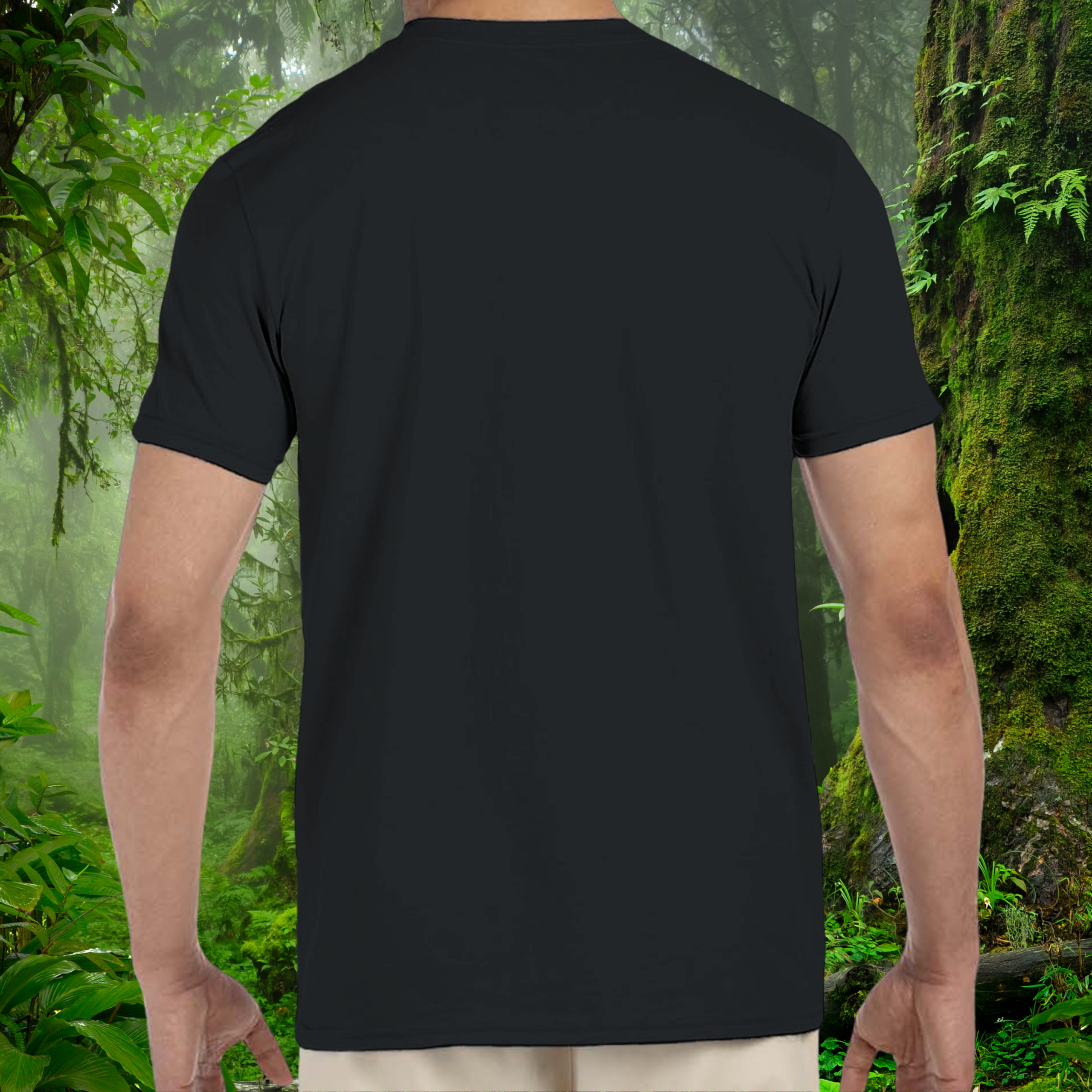 Back view of the black Crested Gecko shirt from the Keeper Collection