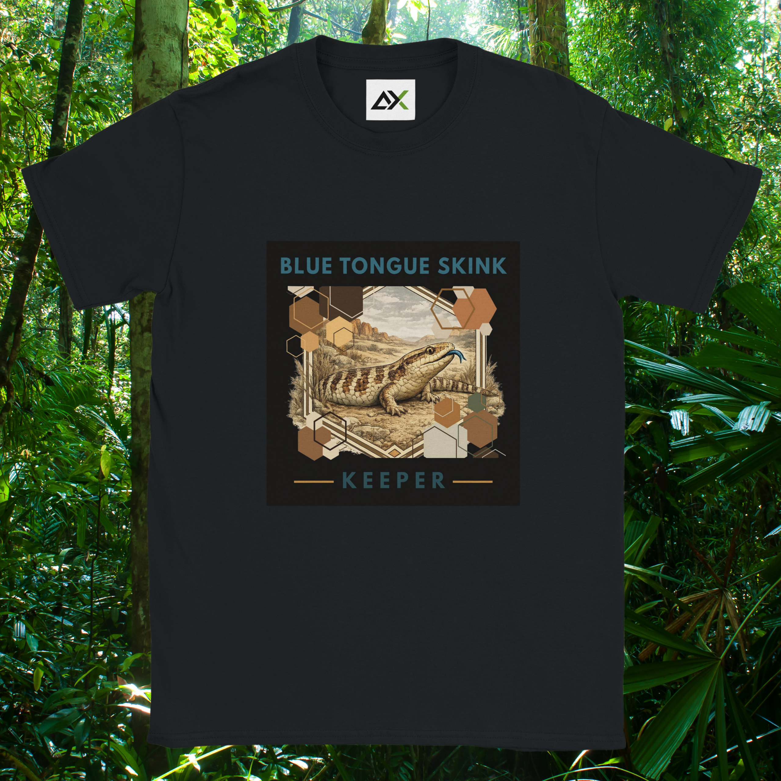 Black Blue Tongue Skink shirt from the Keeper Collection
