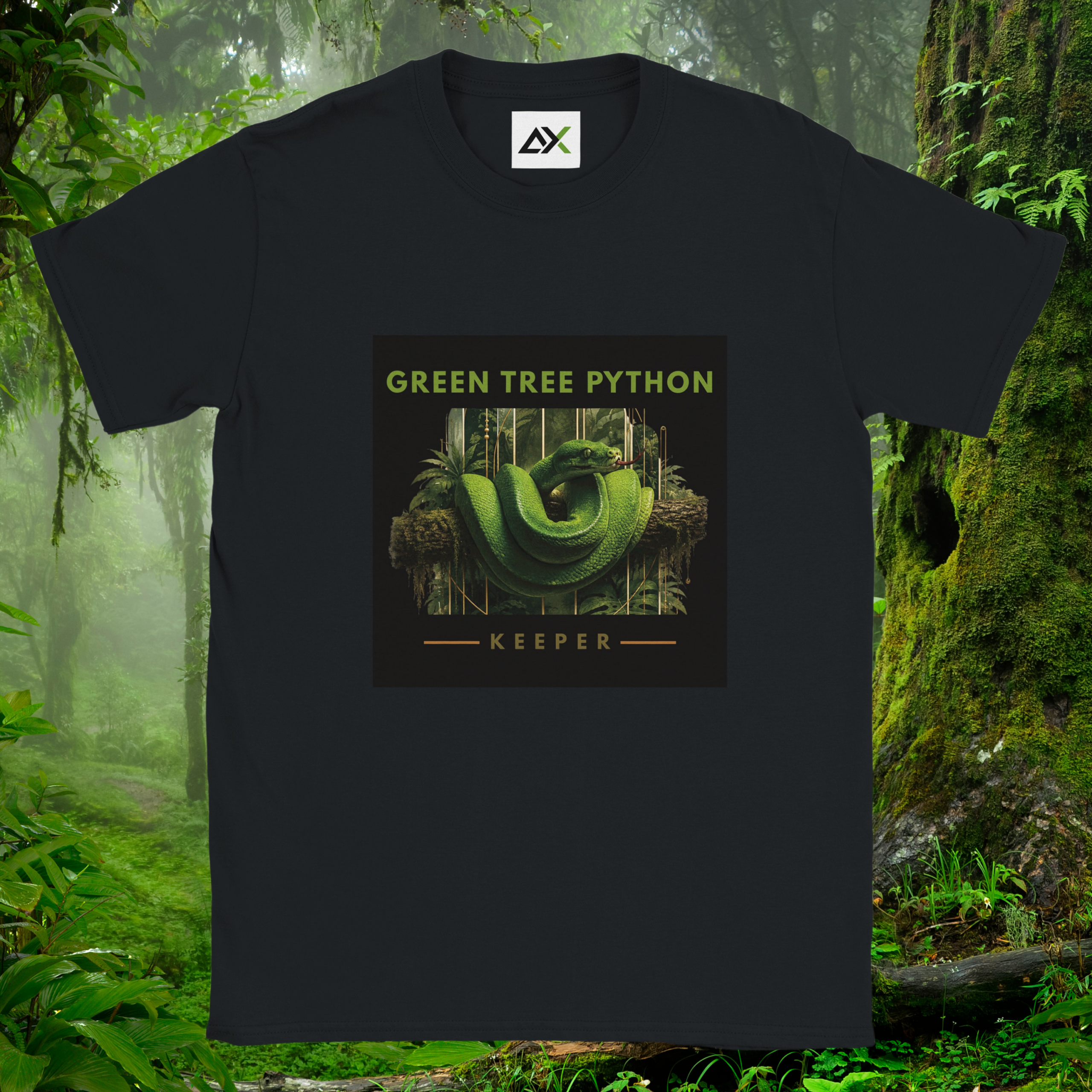 Black Green Tree Python shirt from the Keeper Collection