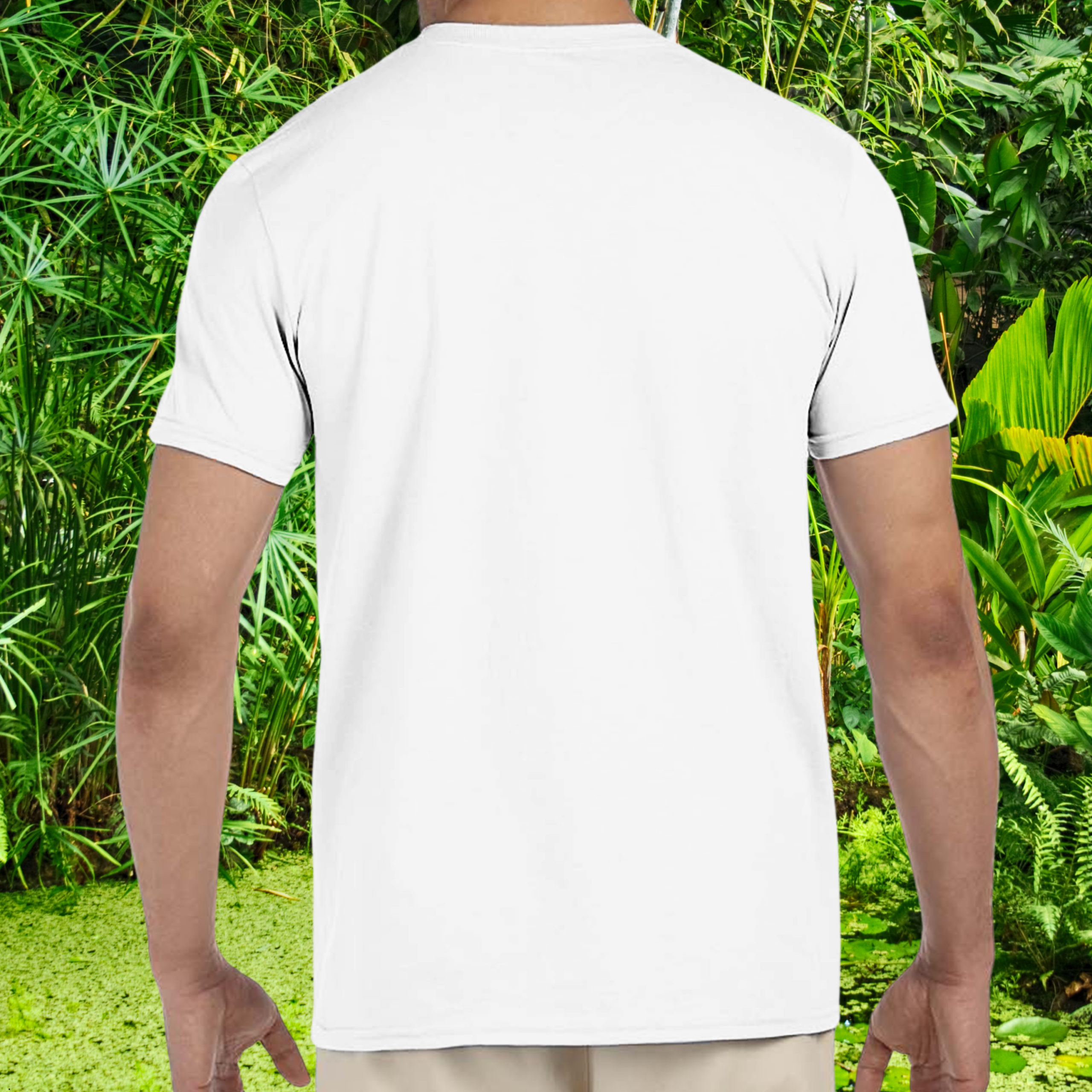 Back view of the white Reptile shirt from the Life is better Collection
