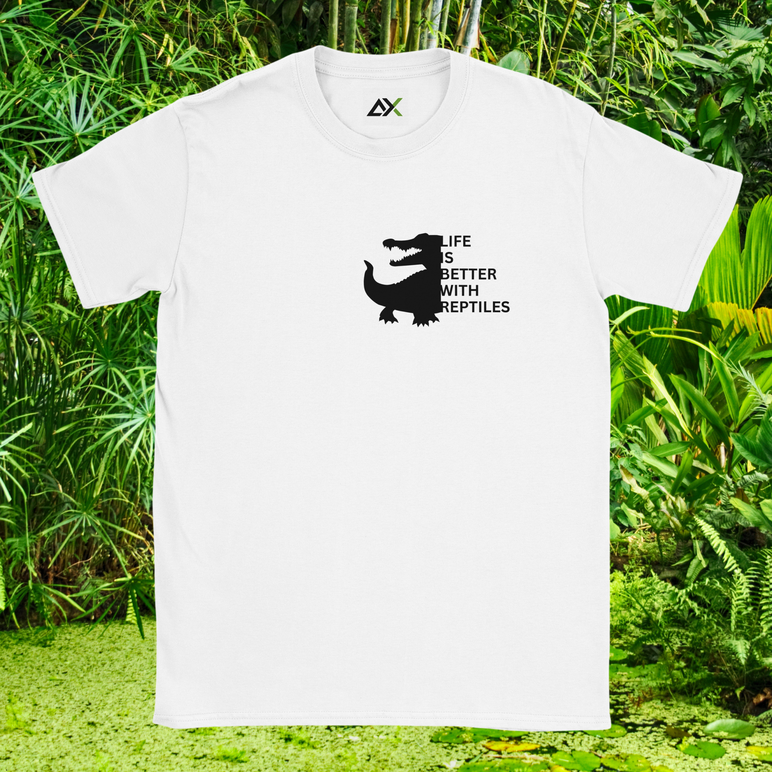 White Reptile shirt from the Life is better Collection