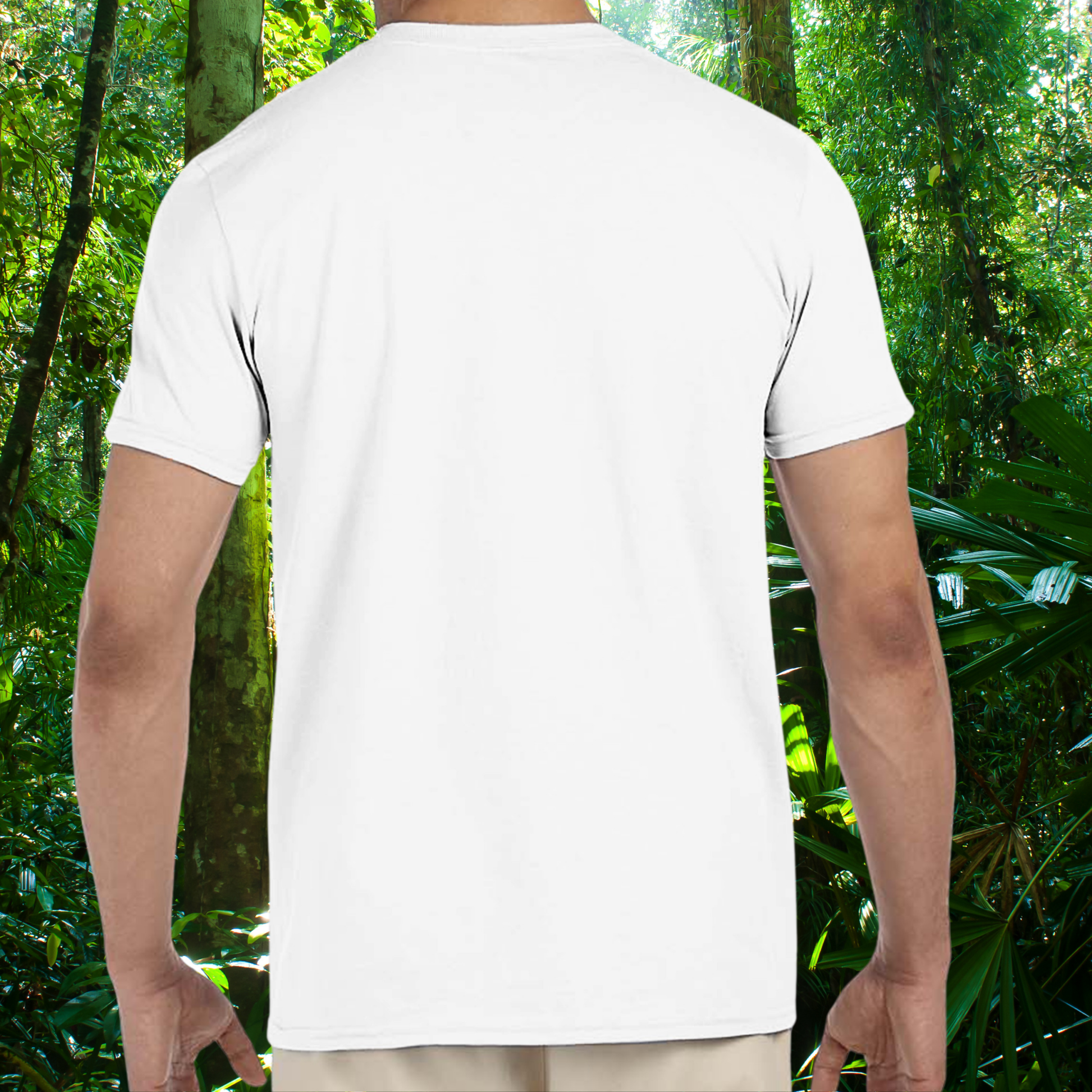 Back view of the white Blue Tongue Skink shirt from the Keeper Collection