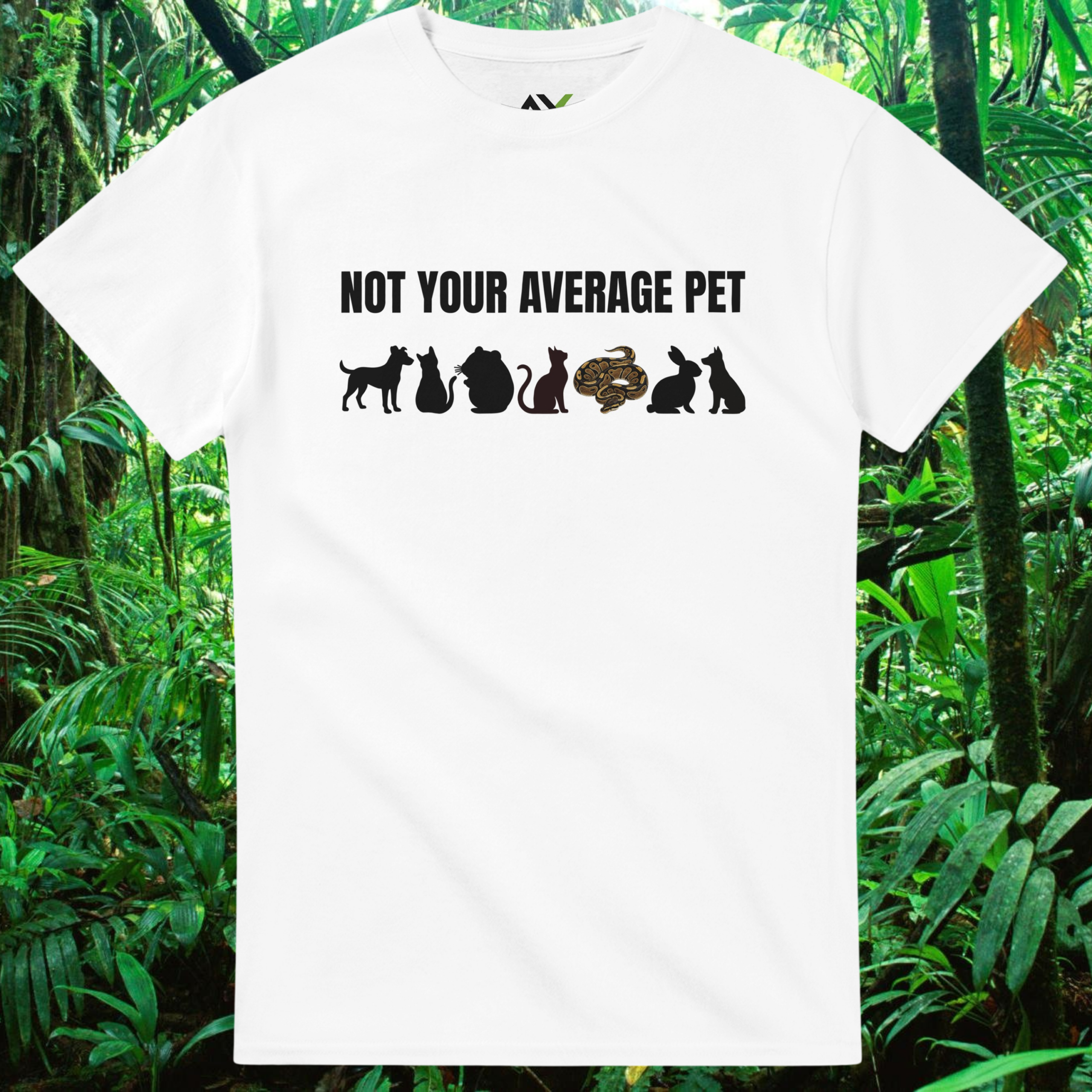 White Not Your Average Pet Ball Python shirt with snake design