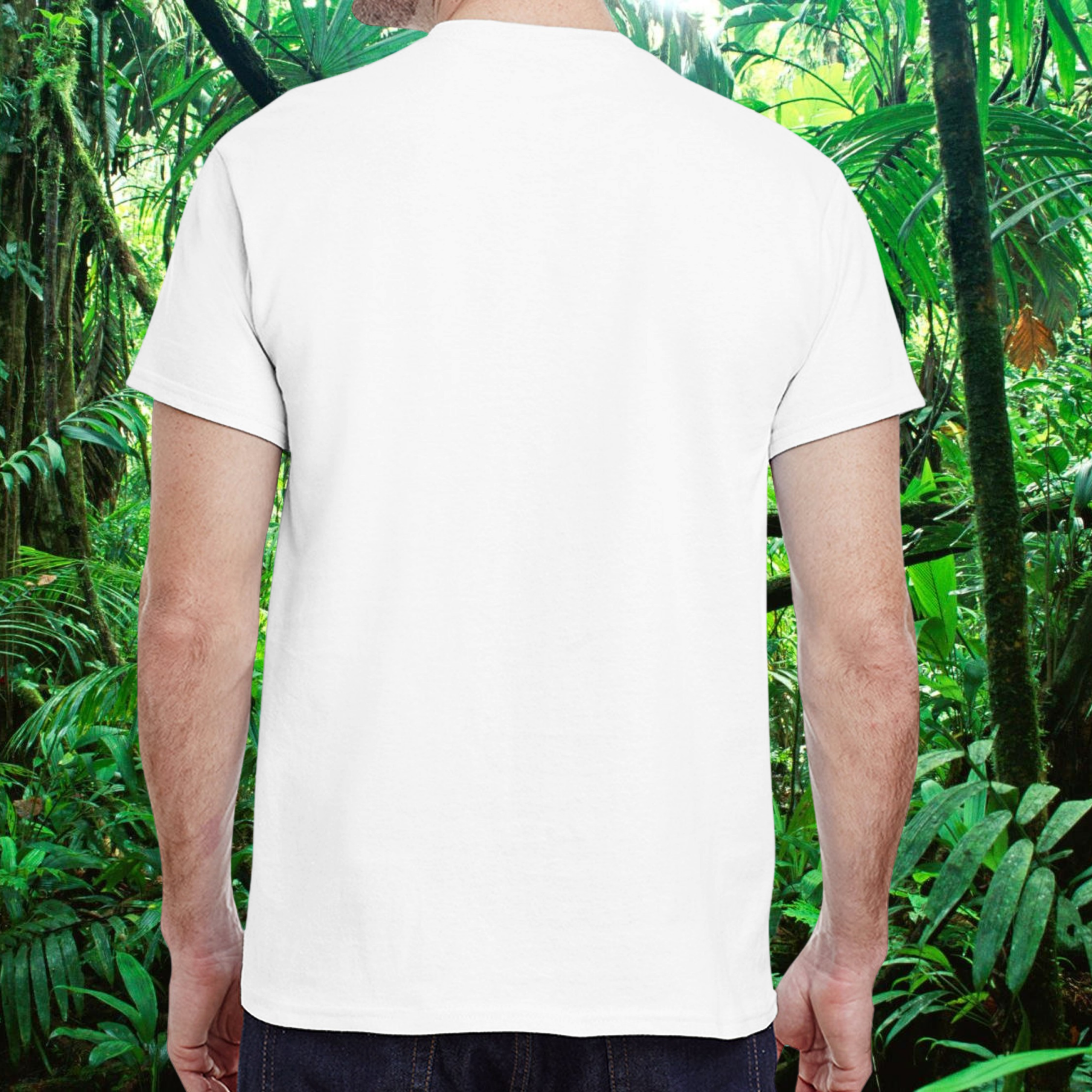 Back view of white Be Different Snake shirt