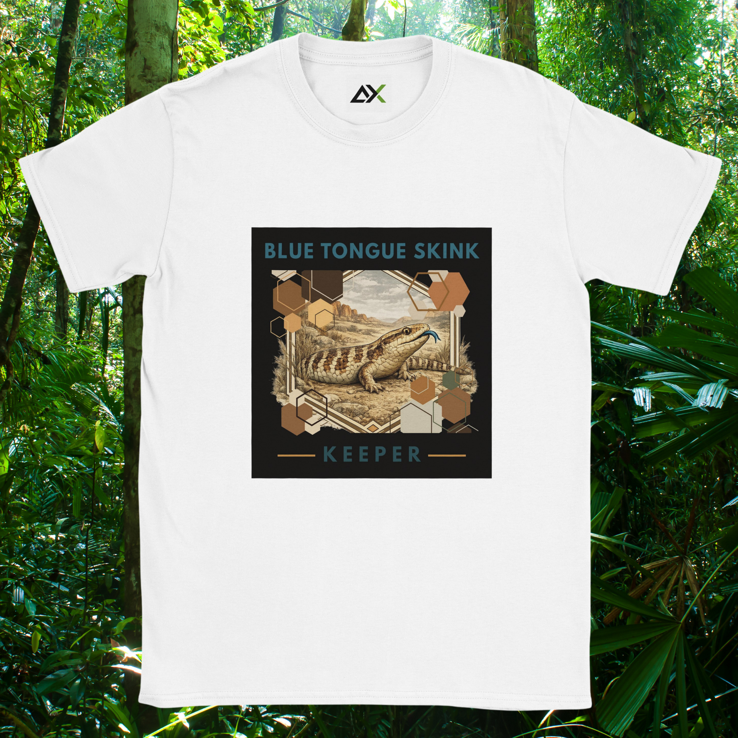 White Blue Tongue Skink shirt from the Keeper Collection