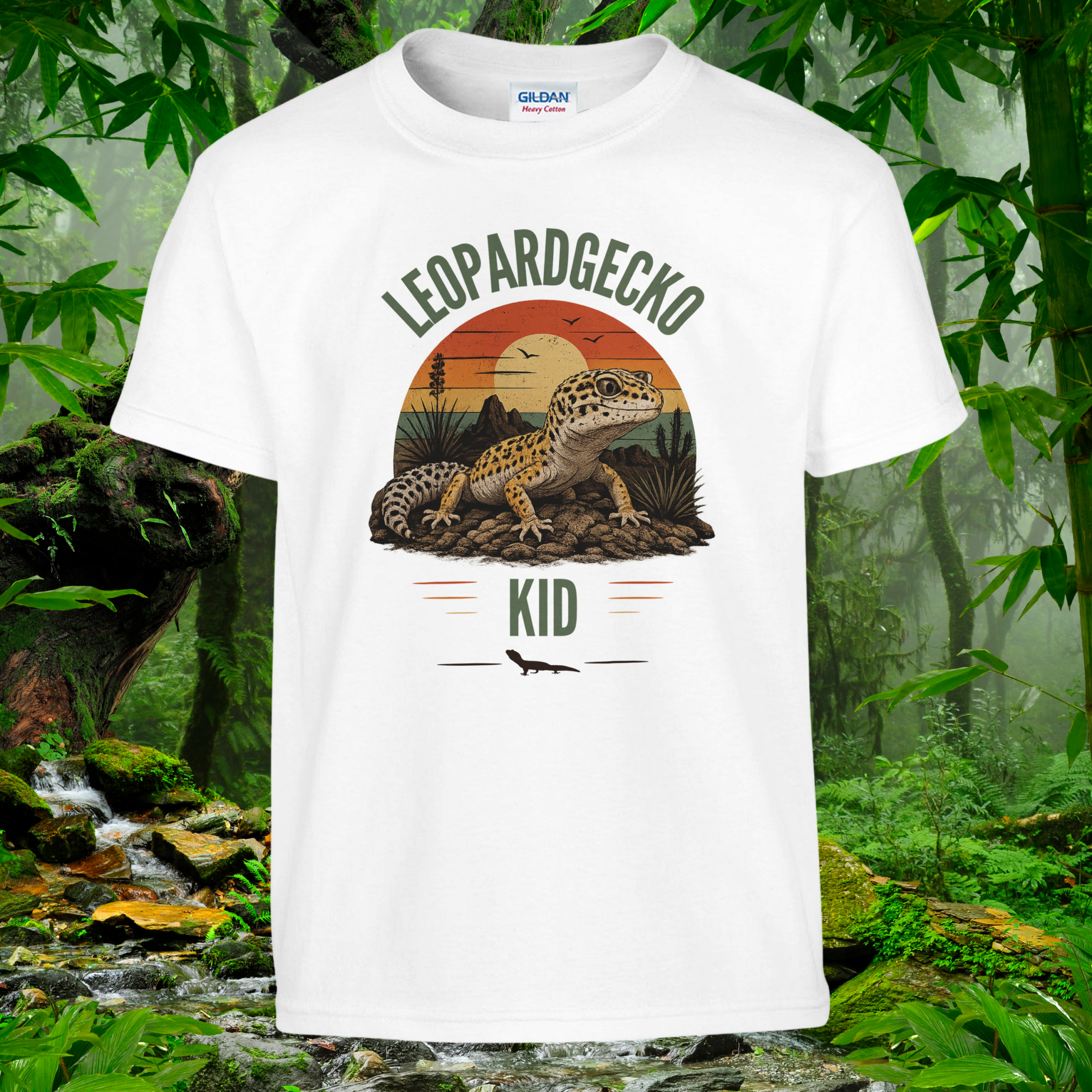Leopard Gecko KID kids T-shirt in White by Aurexico
